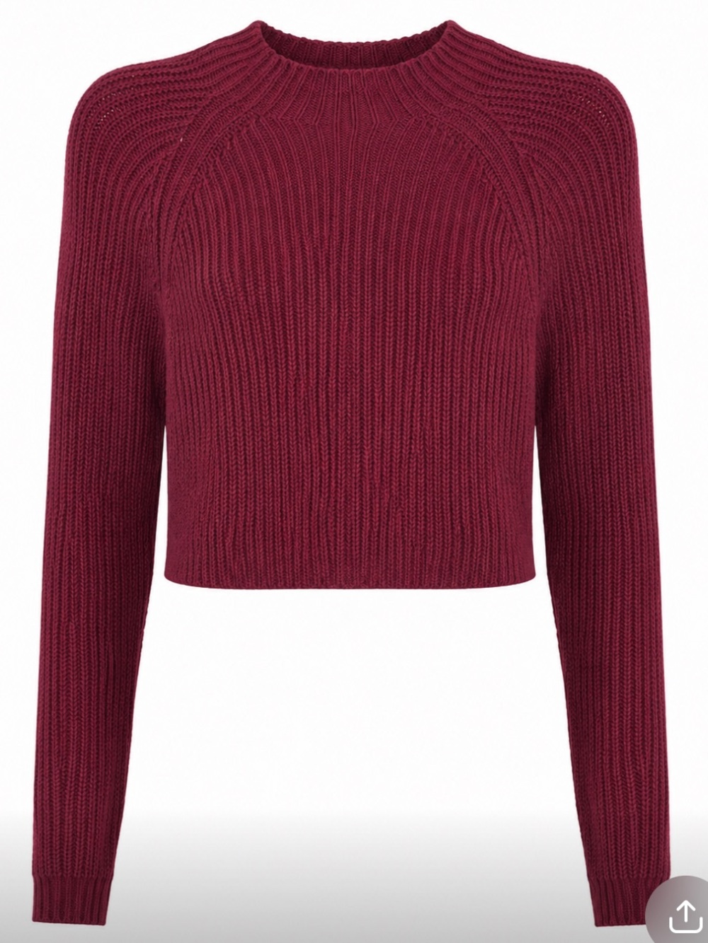 Hollister Deep Red cozy knit mock Neck cropped crew Sweater Sz m
